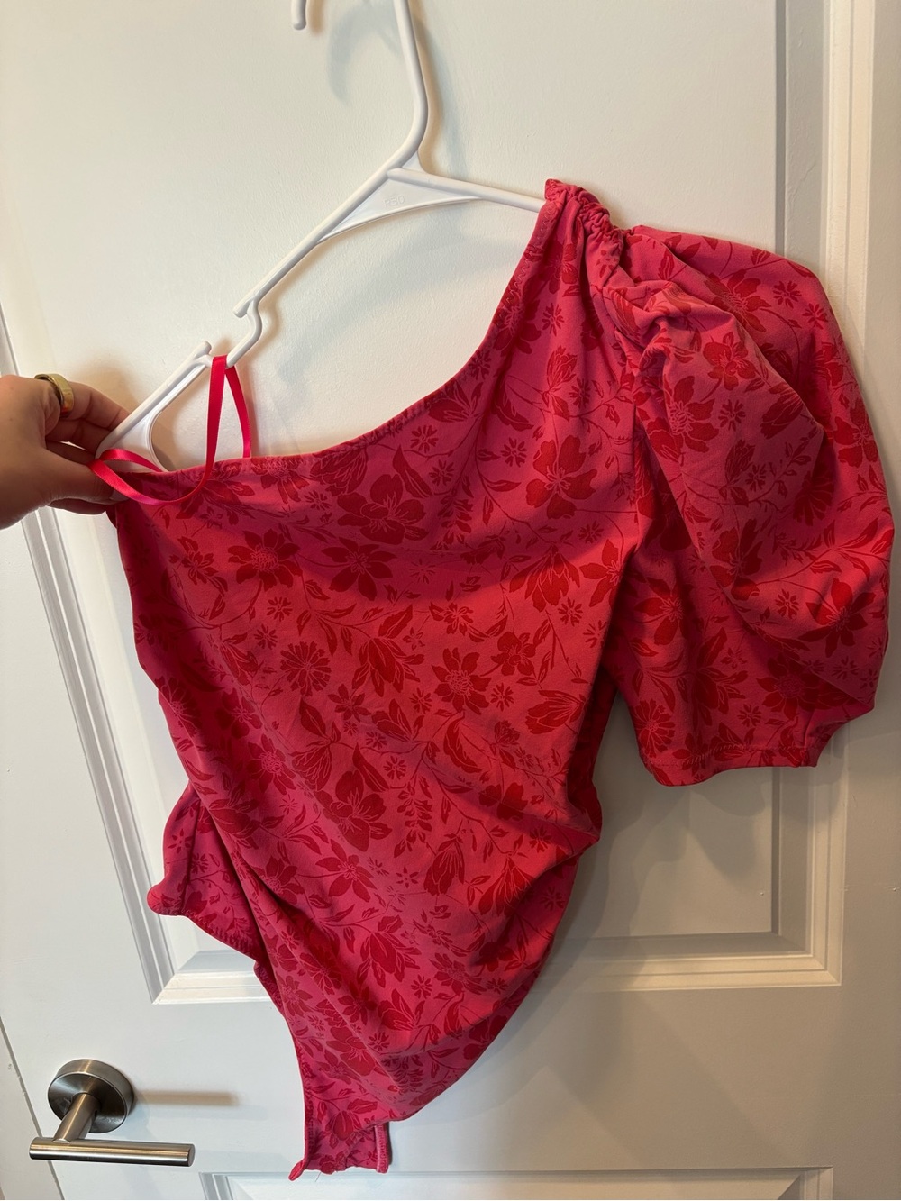 Free People Pink Floral One-Shoulder Top